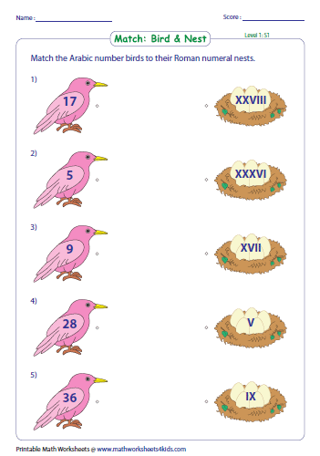 Roman Numerals To Arabic Numbers Worksheet