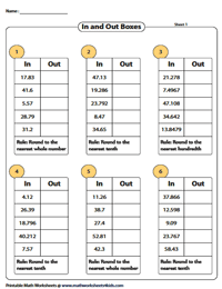 Rounding Decimals: In & Out boxes