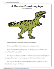Dinosaur Reading Comprehension