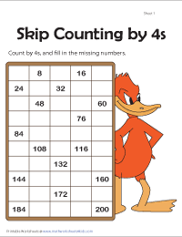 Skip Counting by 4s: Partially Filled