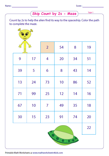 Skip Counting by 2s Worksheets