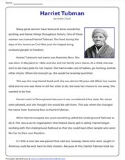 Harriet Tubman | Reading Comprehension