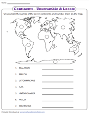 Unscramble Continent Names | Mark the Continents