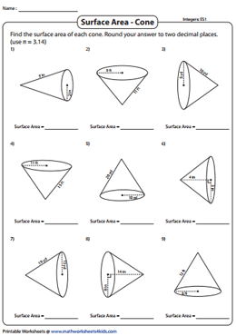 Surface Area of a Cone | Integers - Easy