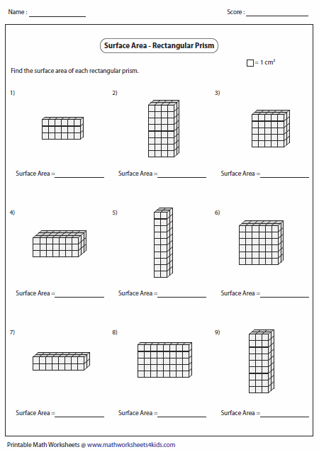 rectangular prism surface area worksheet pdf