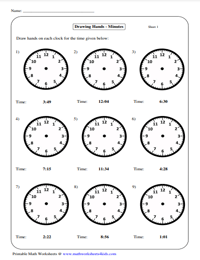 Draw the Hands on the Clock | 1-Minute Increments