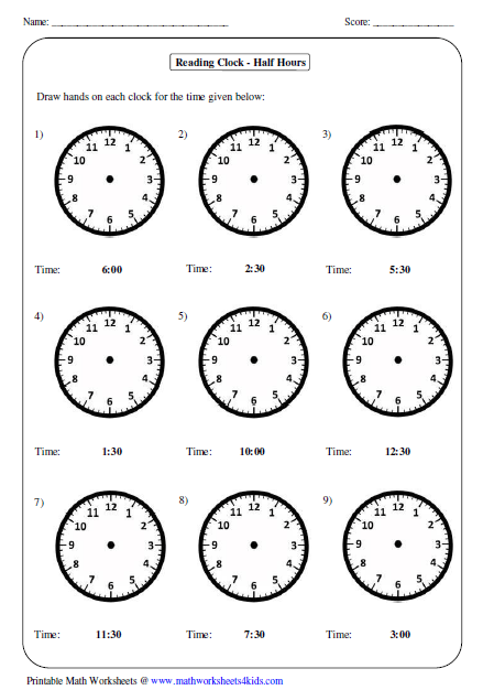 Telling Time Worksheets