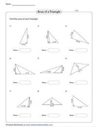 Area of Triangles | Decimals - Type 1
