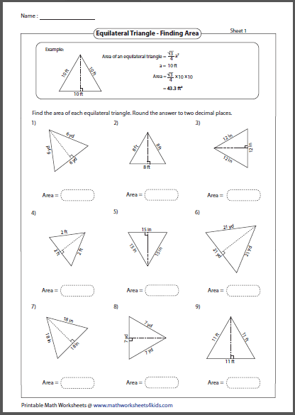 Triangles Worksheets
