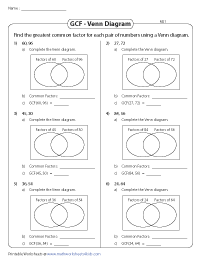 Venn Diagrams | GCF - Moderate