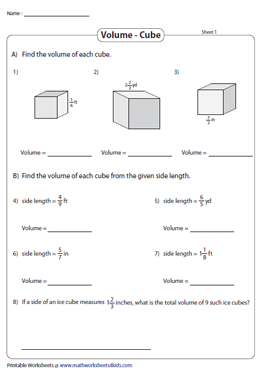 Volume of Cubes | Fractions