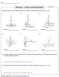 Volume of Cones and Pyramids | Integers