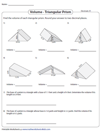 Volume of Triangular Prisms | Decimals