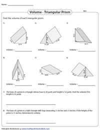 Volume of Triangular Prisms | Moderate