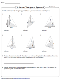 Find the Volume of Triangular Pyramids | Decimals