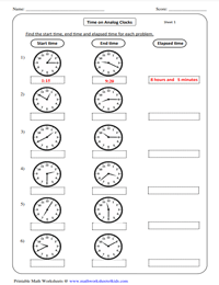 Elapsed Time - Analog Clocks