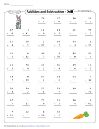 2-Digit and 1-Digit Addition and Subtraction | 3-Minute Drills - No Regrouping