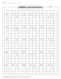 Grid Addition and Subtraction | 2-Digit and 1-Digit