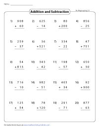 3-Digit and 2-Digit Add and Sub | Standard - No Regrouping