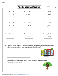 4-Digit Addition and Subtraction with Word Problems