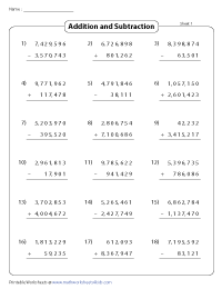 7-Digit Addition and Subtraction | Standard
