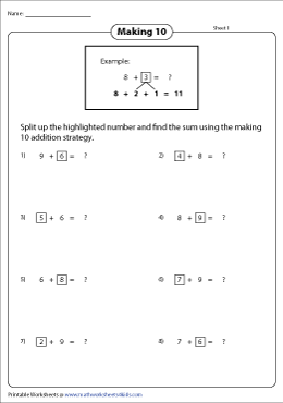 Making 10 Addition Strategy Worksheets