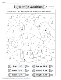 Coloring by Addition | Mystery Pictures - Column