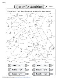Coloring by Addition | Mystery Pictures - Mixed