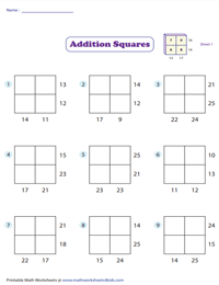 Logic Addition Puzzles | Sums up to 25