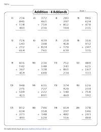 Addition with More Addends - 4 Addends