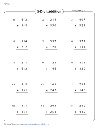 15-Problem Column Addition - No Regrouping