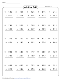 Column Addition Drill with Regrouping - 25 per page