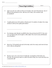 3-Digit Addition Word Problems