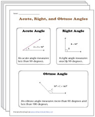 Acute, Right, and Obtuse Angles Worksheets