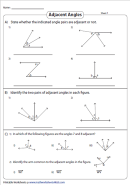 Identifying Adjacent Angles | Revision Worksheets