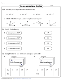 Complementary and Supplementary Angles Worksheets