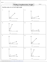 Complementary and Supplementary Angles Worksheets
