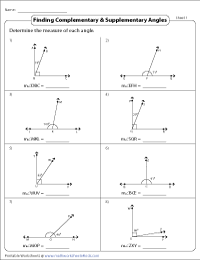 Complementary and Supplementary Angles Worksheets