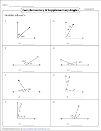 Complementary And Supplementary Angles Worksheets