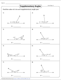 Complementary and Supplementary Angles Worksheets