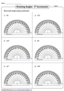 Drawing Angles with a Protractor | 5-Degree Increments