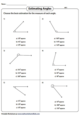 Estimating Angle Measures - MCQ | Moderate