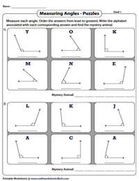Measuring and Ordering Angles | Puzzles