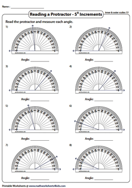 Reading the Inner and Outer Scales of a Protractor | 5-Degree Increments