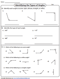 Classifying Angles Worksheets