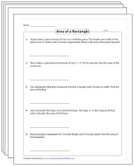 Area of Rectangles | Word Problems Worksheets