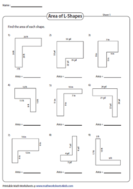 Area of Rectilinear Figures - L-Shapes