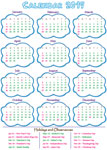 Single Page Calendar 2019