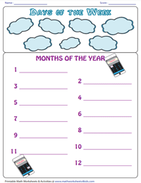 Writing Days of the Week and Months of the Year