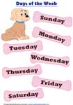 Printable charts: Days of the week